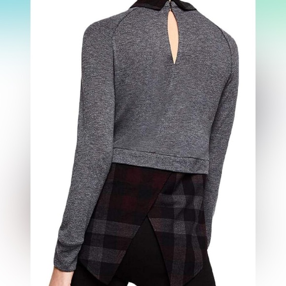 BCBGeneration Gray Plaid Hem Sweater - Picture 2 of 9